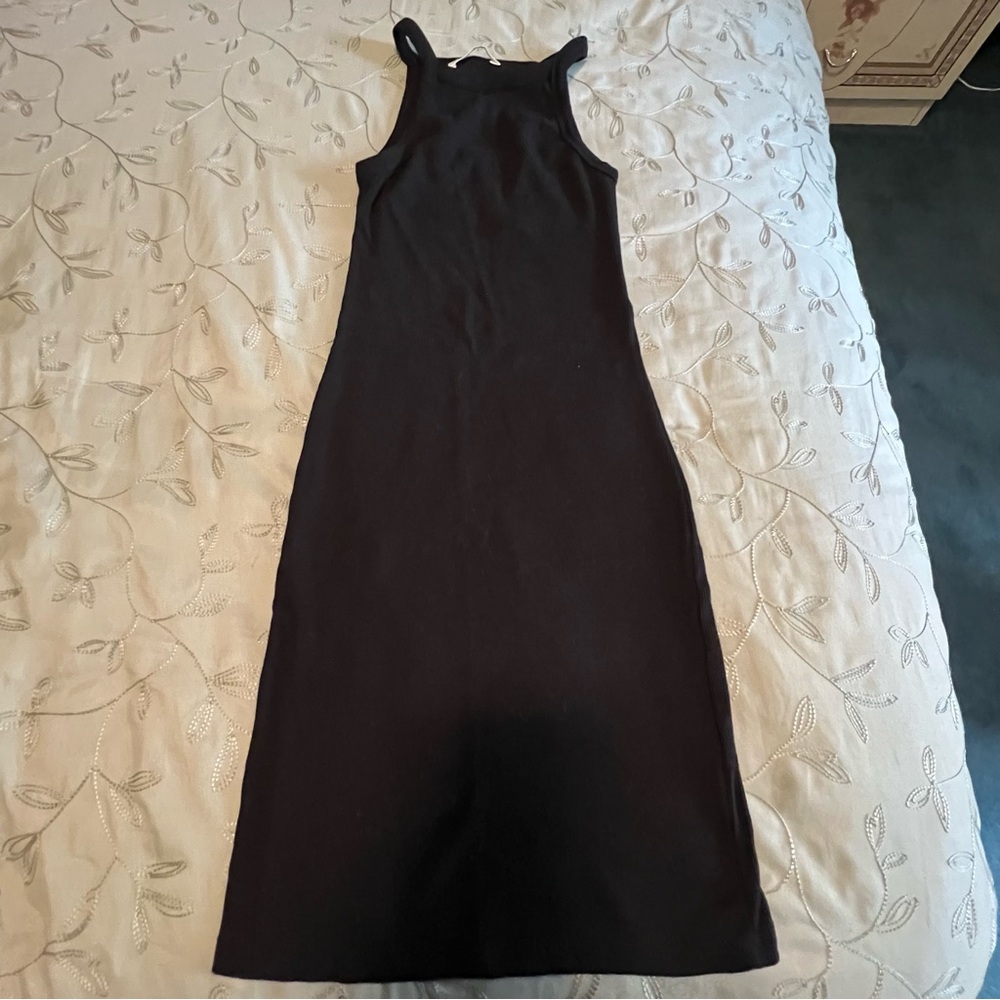 Pull&Bear Black Halter Sheath Midi Dress